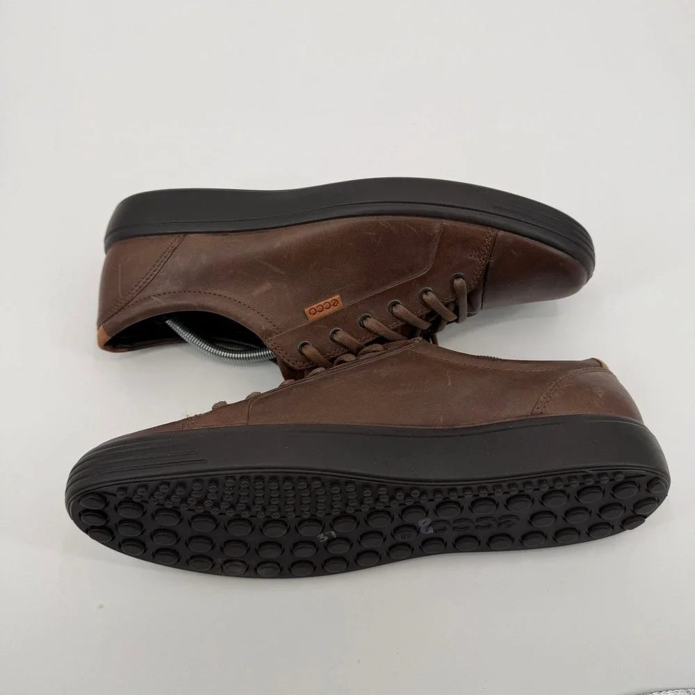 ECCO Soft 7 Mens Brown Leather Low Top Sneakers Casual Shoes Size 48 Scandi